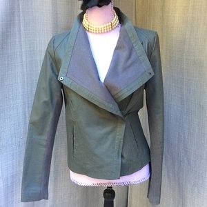 Bagatelle Gray Genuine Leather & Knit Jacket